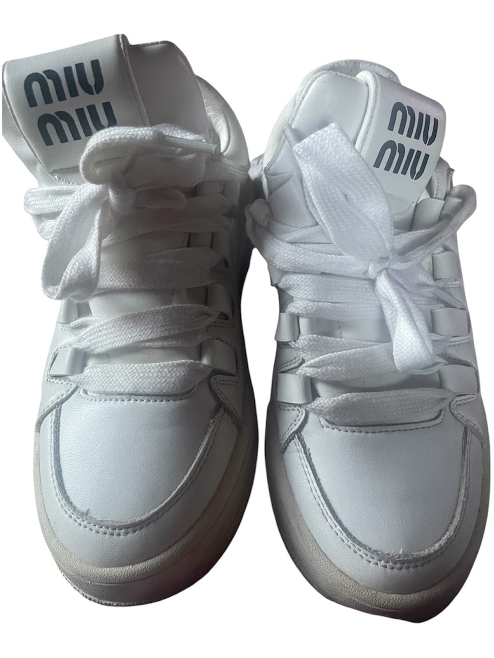 Miu Miu White Lace-Up Sneakers